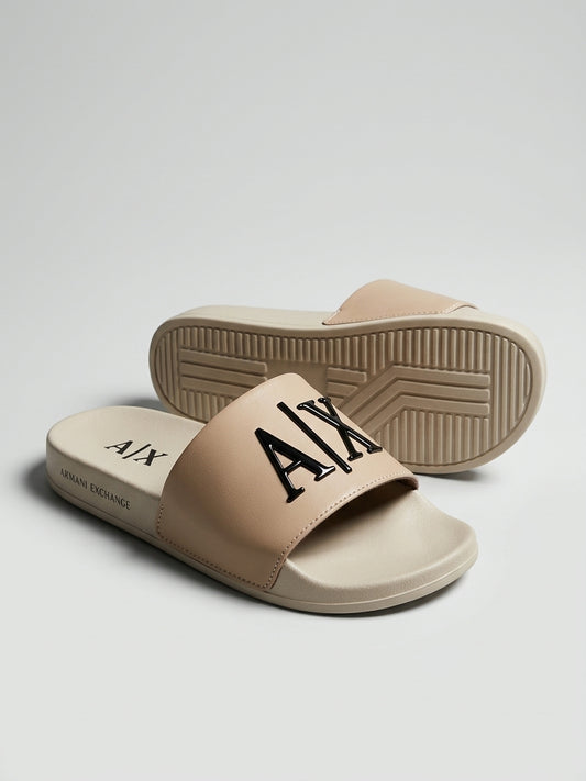 Casual Comfort Slides - Beige & Black