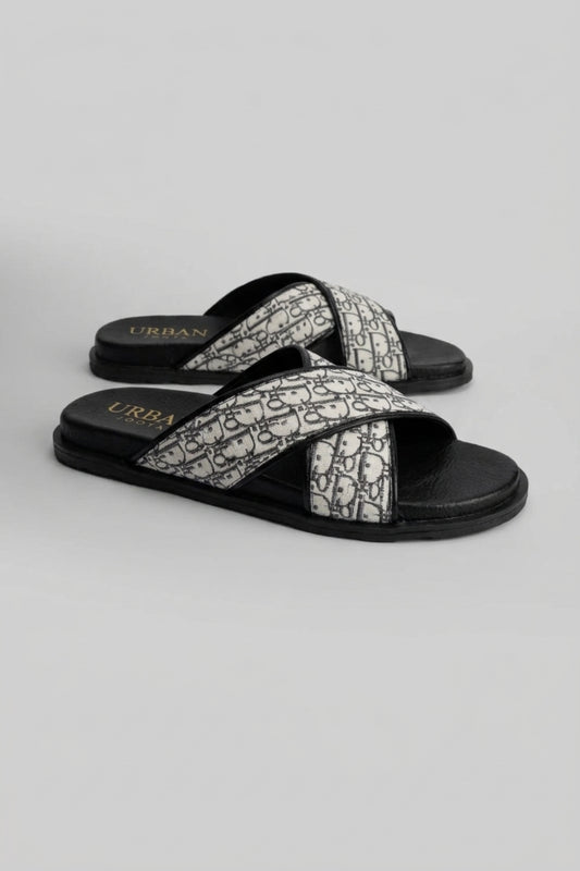 Luxury Monogram Cross-Strap Slipper For Men's