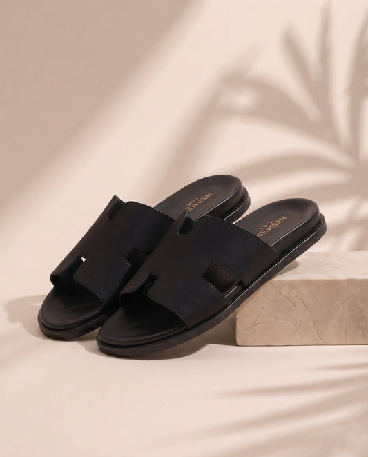 UrbanJoota Monaco Luxury Suede Slippers - Matte Black