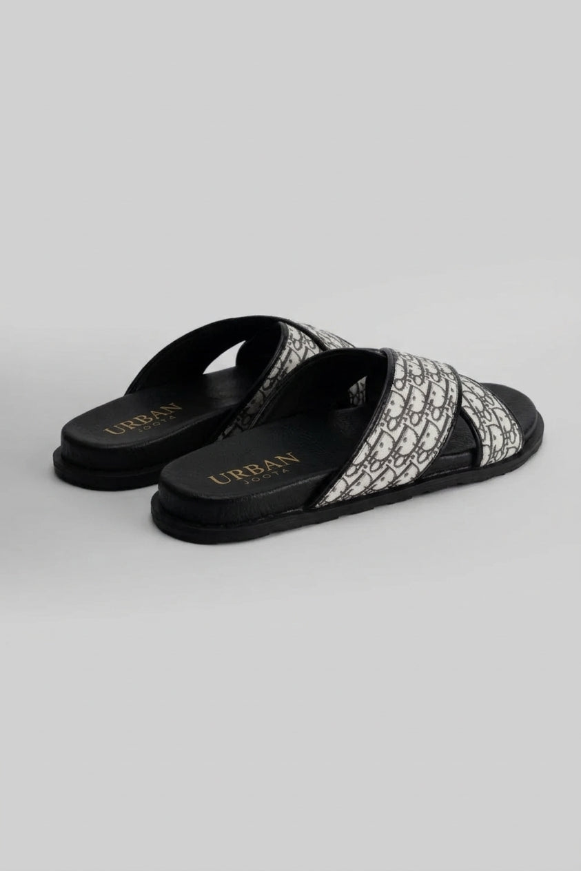 Luxury Monogram Cross-Strap Slipper For Men's