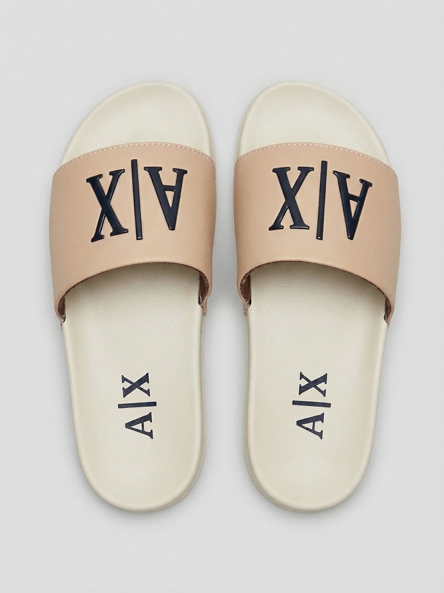 Casual Comfort Slides - Beige & Black