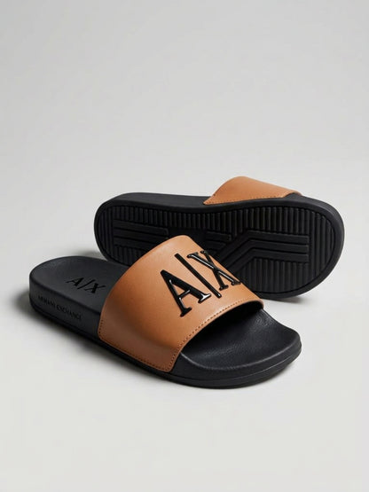 Casual Comfort Slides - Beige & Black