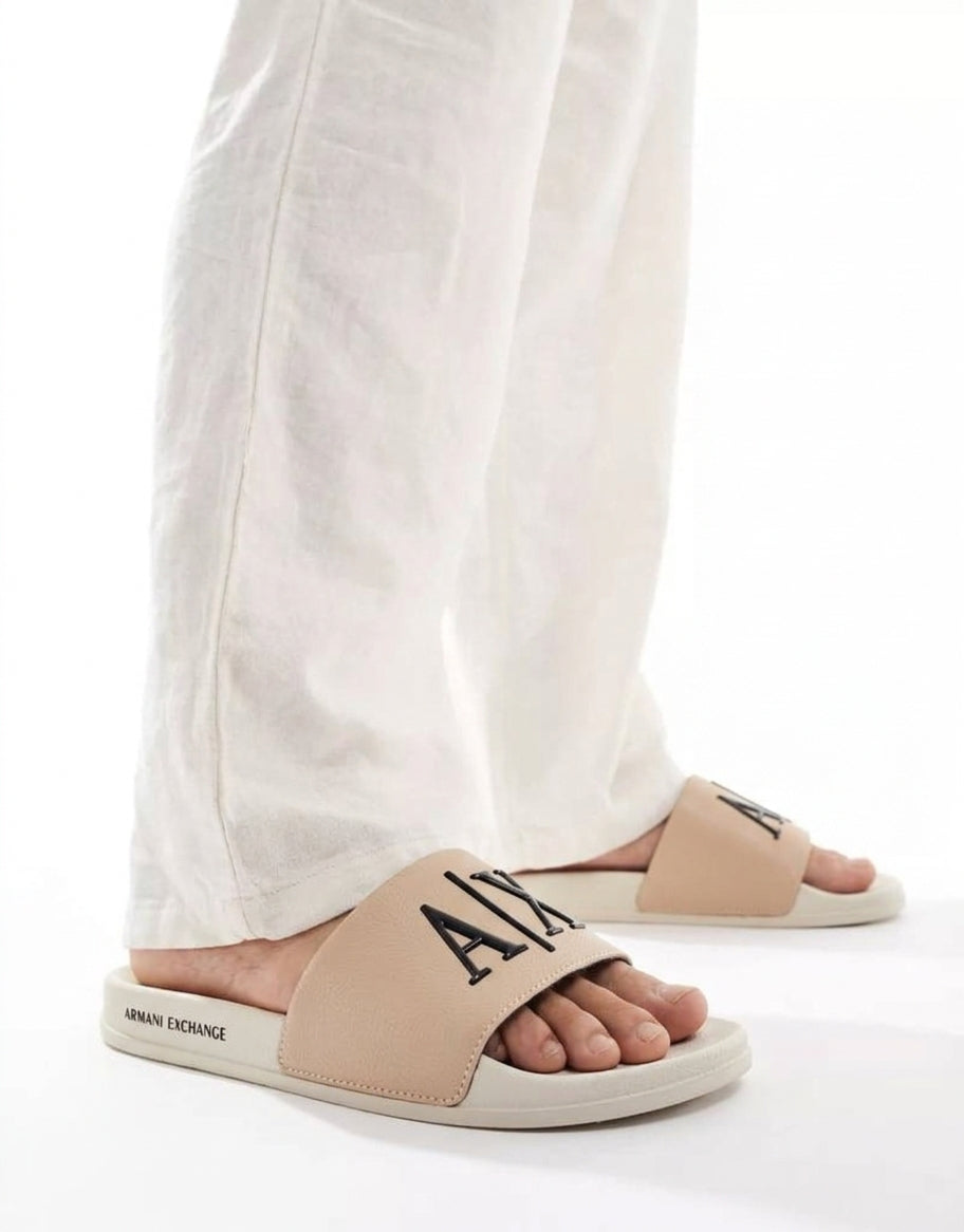 Casual Comfort Slides - Beige & Black