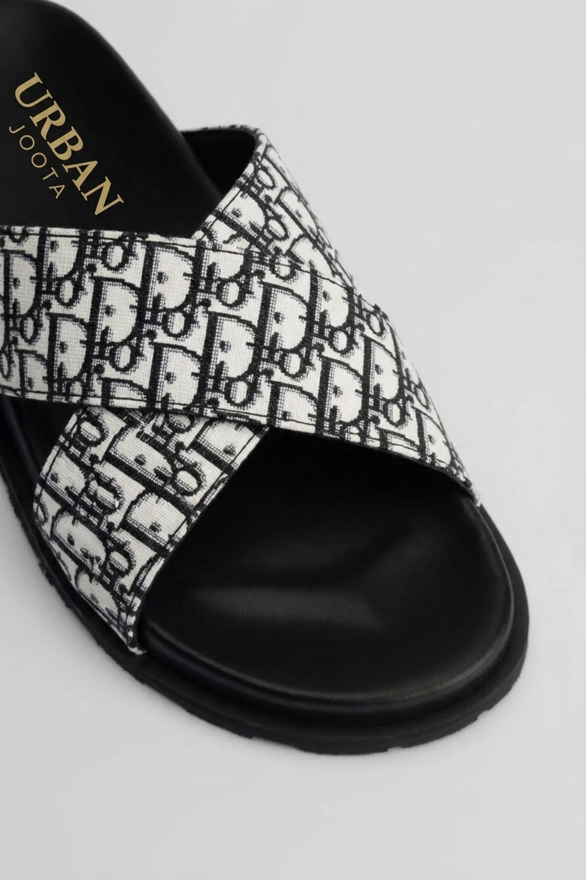 Luxury Monogram Cross-Strap Slipper For Men's