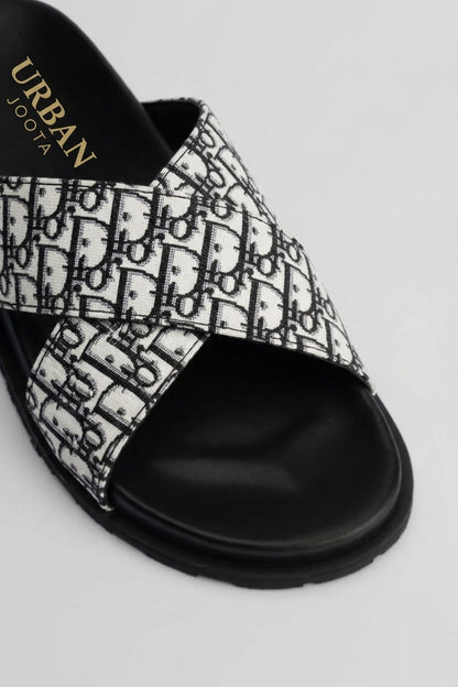 Luxury Monogram Cross-Strap Slipper For Men's