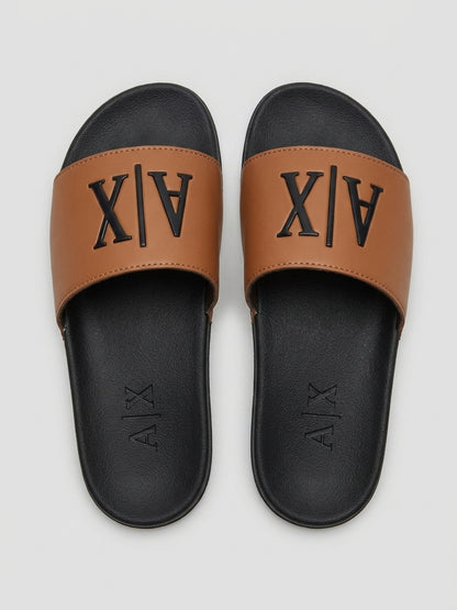 Casual Comfort Slides - Beige & Black