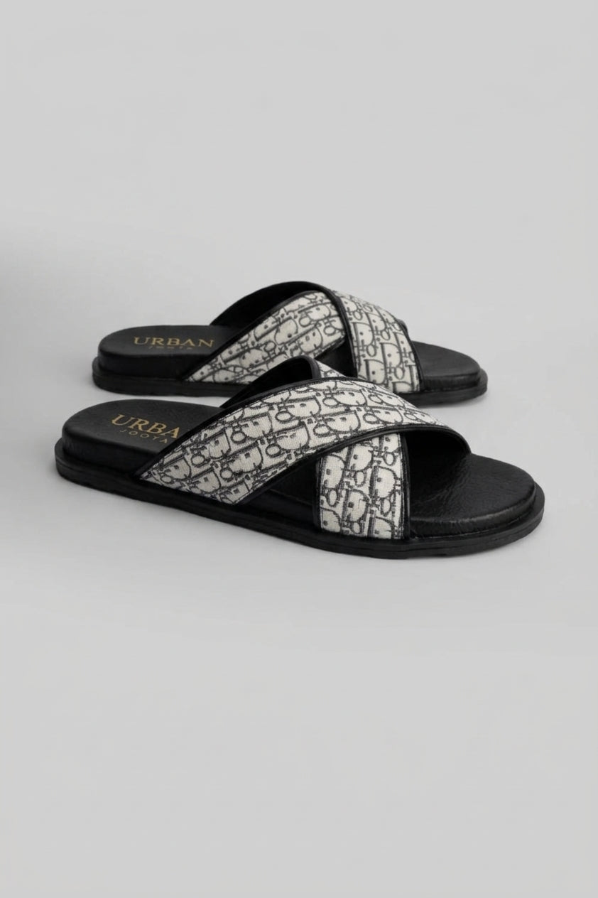 Luxury Monogram Cross-Strap Slipper For Men's