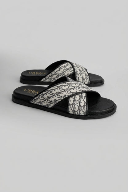 Luxury Monogram Cross-Strap Slipper For Men's