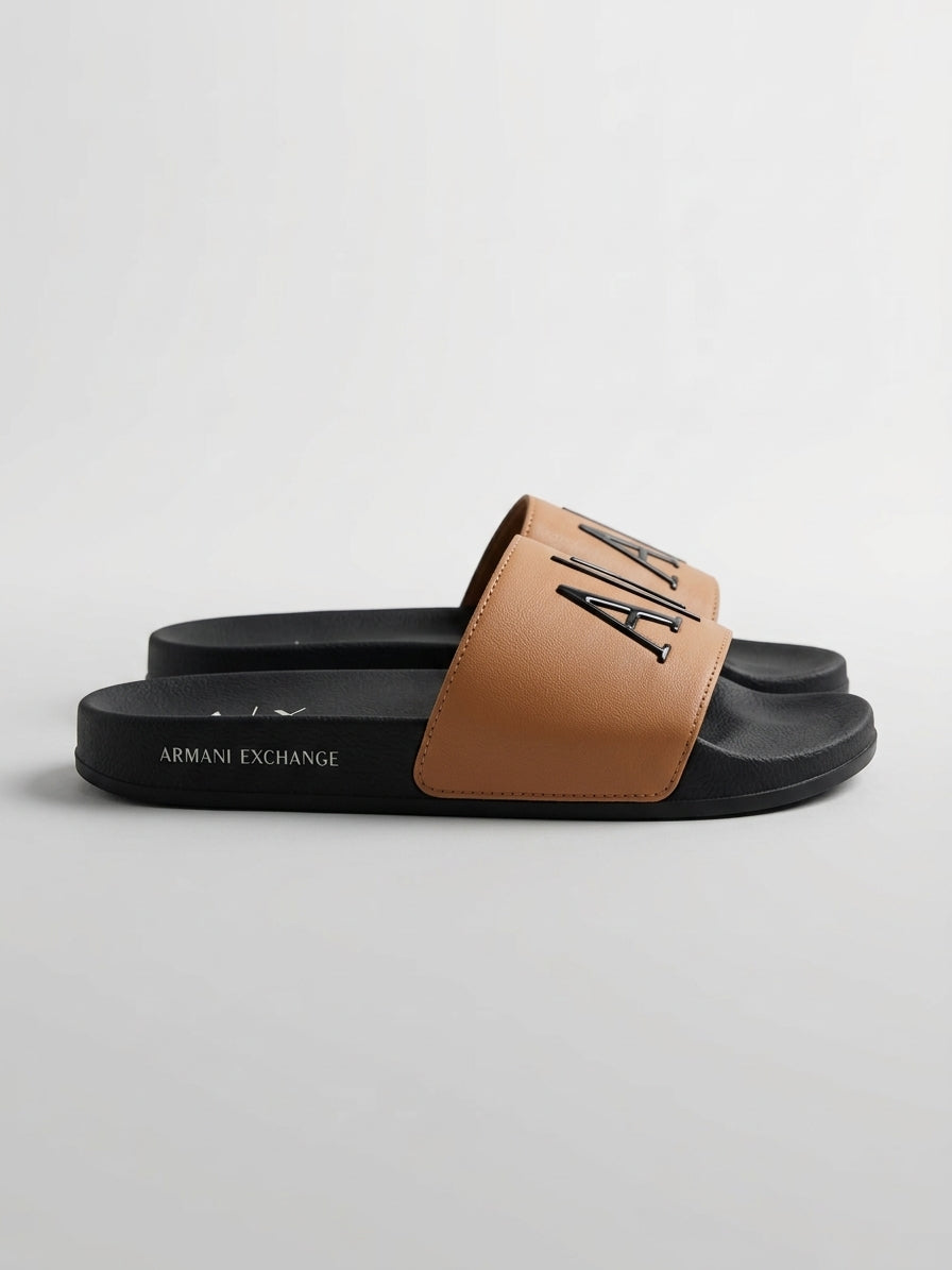 Casual Comfort Slides - Beige & Black