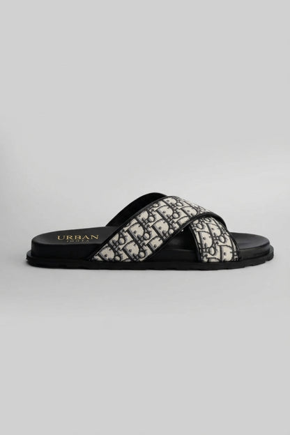 Luxury Monogram Cross-Strap Slipper For Men's
