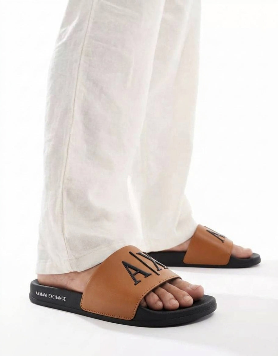 Casual Comfort Slides - Beige & Black